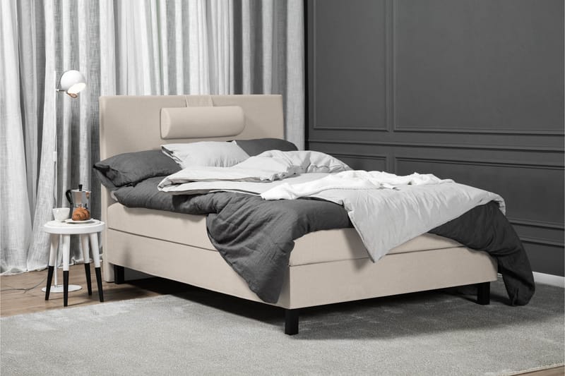 Komplett Sängpaket Olivia 120x200 Slät Sänggavel Beige - Memory Nackkudde Stor - Möbler - Säng - Kontinentalsäng