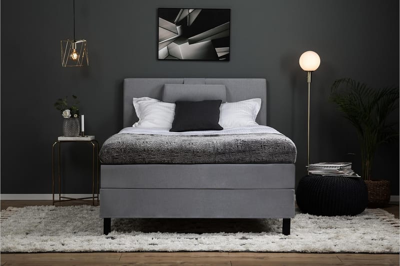 Komplett Sängpaket Olivia 120x200 Slät Sänggavel Ljusgrå - Latex Nackkudde Stor - Möbler - Säng - Kontinentalsäng