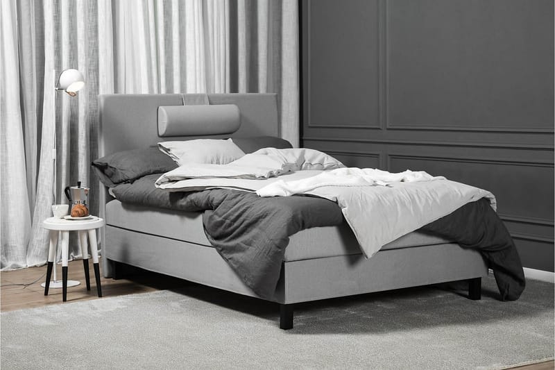 Komplett Sängpaket Olivia 120x200 Slät Sänggavel Ljusgrå - Latex Nackkudde Stor - Möbler - Säng - Kontinentalsäng