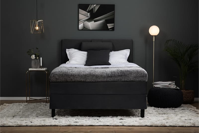 Komplett Sängpaket Olivia 120x200 Slät Sänggavel Svart/Grå - Skum Nackkudde Stor - Möbler - Säng - Kontinentalsäng