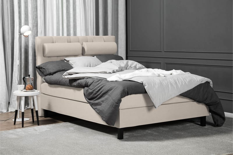 Komplett Sängpaket Olivia 140x200 Diamant Sänggavel Beige - Skum - Möbler - Säng - Kontinentalsäng