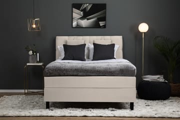 Komplett Sängpaket Olivia 140x200 Diamant Sänggavel Beige - Polyeter Nackkudde Liten - Möbler - Säng - Kontinentalsäng