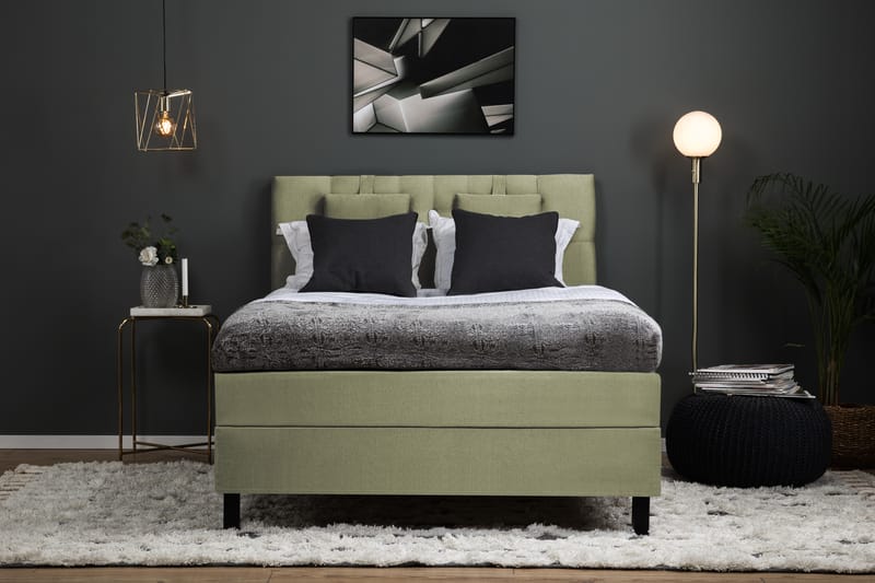 Komplett Sängpaket Olivia 140x200 Diamant Sänggavel Grön - Polyeter Nackkudde Liten - Möbler - Säng - Kontinentalsäng