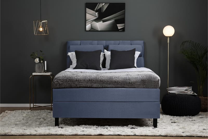 Komplett Sängpaket Olivia 140x200 Diamant Sänggavel Mörkblå - Latex Nackkudde Stor - Möbler - Säng - Kontinentalsäng