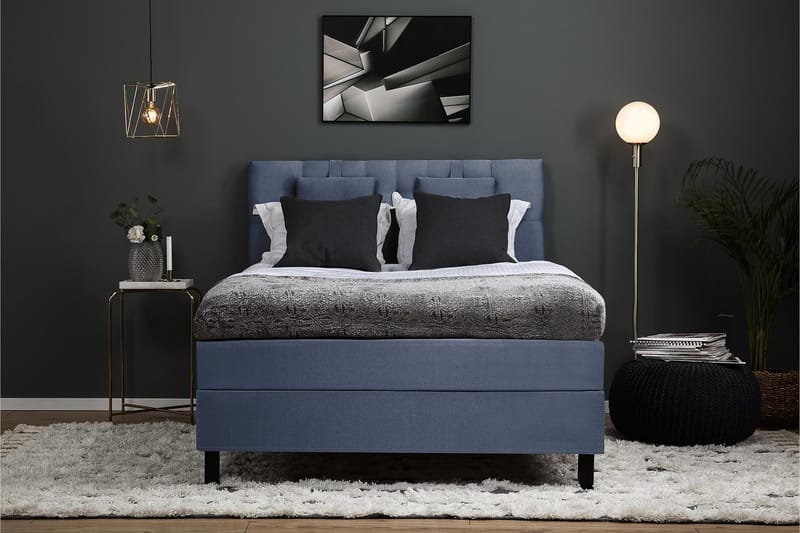 Komplett Sängpaket Olivia 140x200 Diamant Sänggavel Mörkblå - Polyeter Nackkudde Liten - Möbler - Säng - Kontinentalsäng