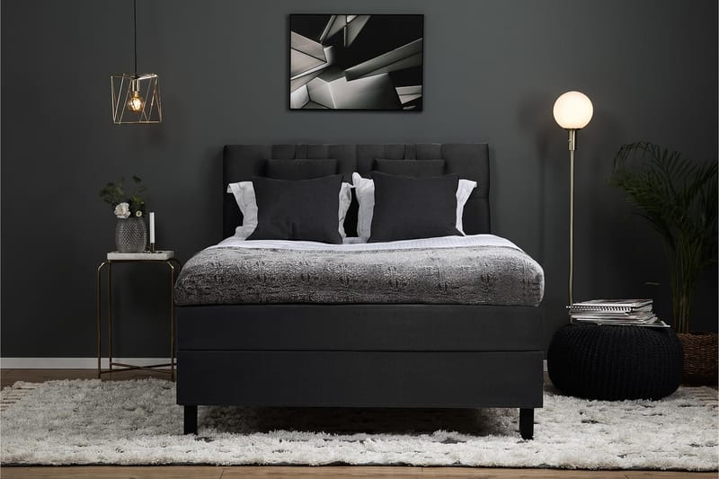 Komplett Sängpaket Olivia 140x200 Diamant Sänggavel Svart/Gr - Polyeter Nackkudde Liten - Möbler - Säng - Kontinentalsäng