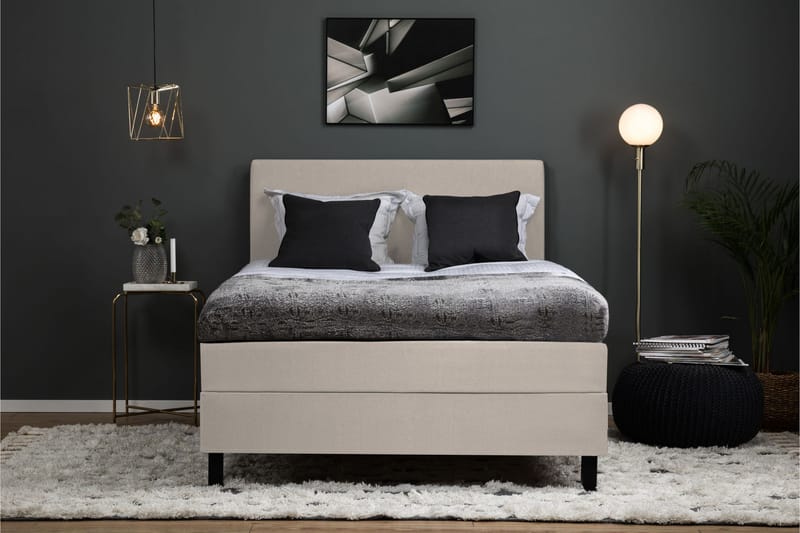Komplett Sängpaket Olivia 140x200 Slät Sänggavel Beige - Latex Nackkudde Liten - Möbler - Säng - Kontinentalsäng