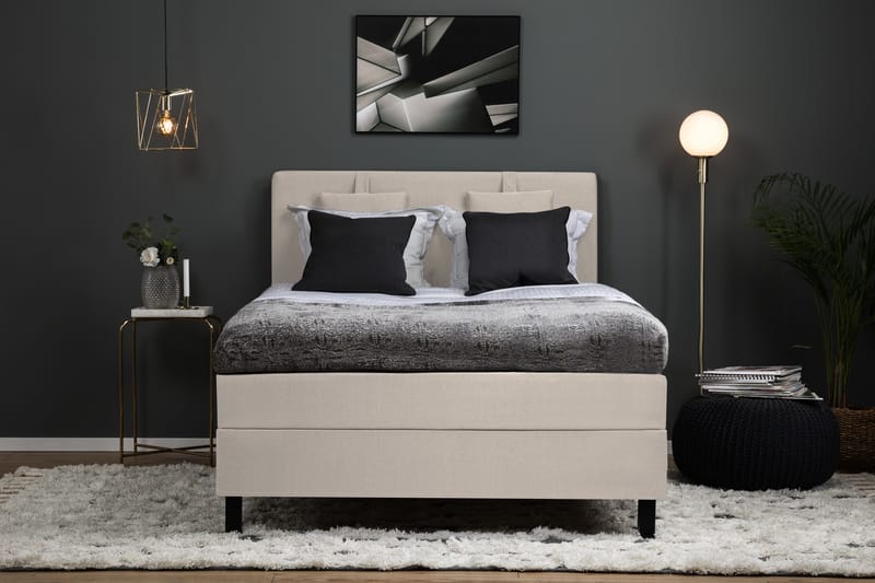 Komplett Sängpaket Olivia 140x200 Slät Sänggavel Beige - Polyeter Nackkudde Liten - Möbler - Säng - Kontinentalsäng