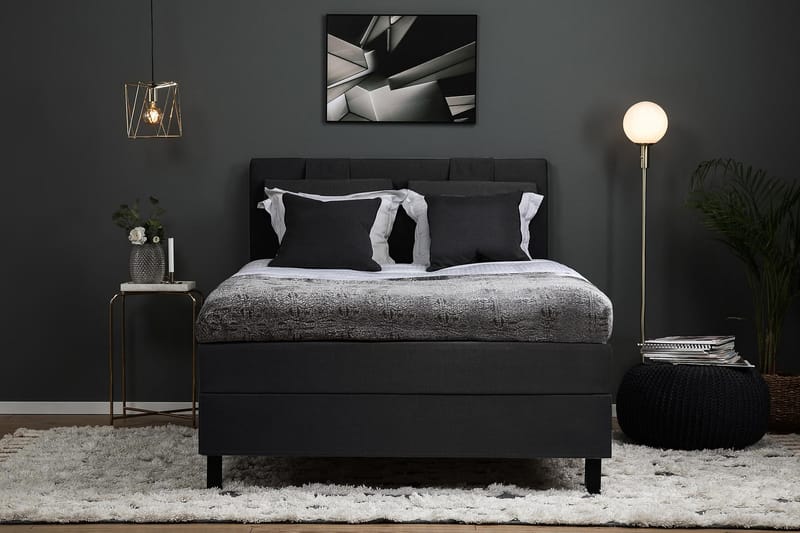 Komplett Sängpaket Olivia 140x200 Slät Sänggavel Svart/Grå - Latex - Möbler - Säng - Kontinentalsäng
