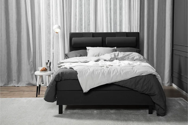 Komplett Sängpaket Olivia 140x200 Slät Sänggavel Svart/Grå - Skum - Möbler - Säng - Enkelsäng