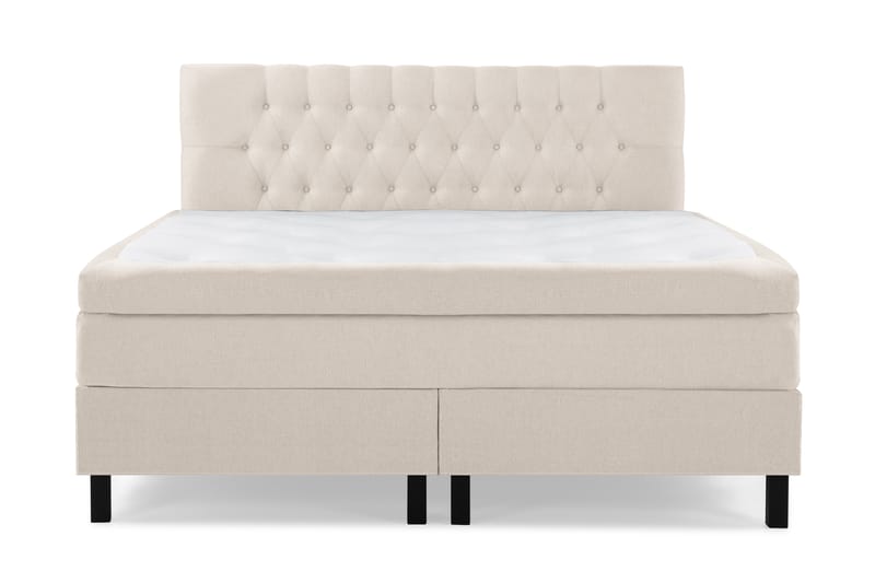 Komplett Sängpaket Olivia 160x200 Diamant Sänggavel Beige - Polyeter - Kontinentalsäng - Dubbelsäng - Komplett sängpaket