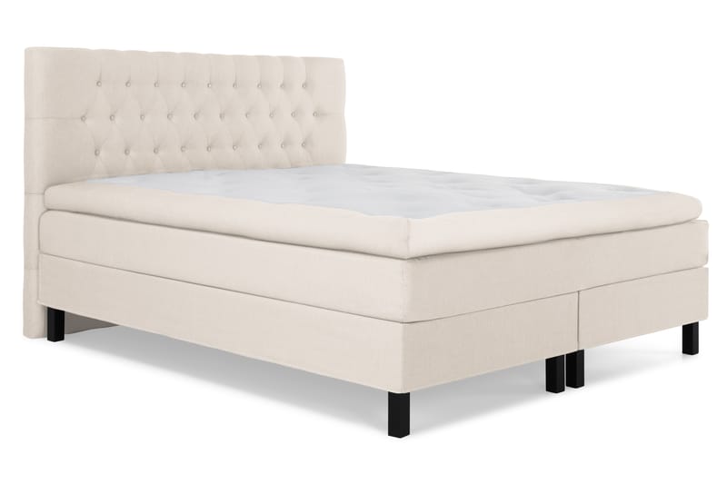 Komplett Sängpaket Olivia 160x200 Diamant Sänggavel Beige - Polyeter - Kontinentalsäng - Dubbelsäng - Komplett sängpaket