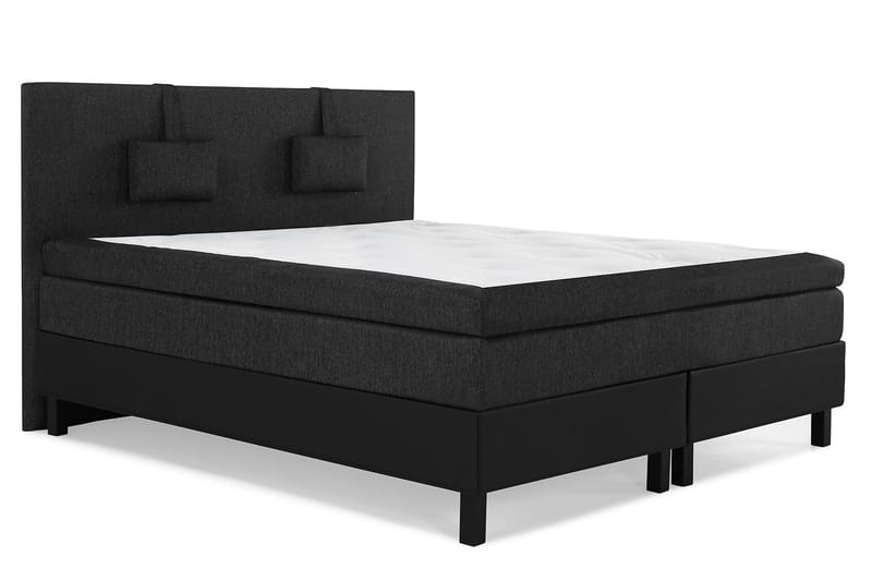 Komplett Sängpaket Olivia 160x200 Slät Gavel Svart/Grå/PU - Latex Nackkudde Liten - Möbler - Säng - Kontinentalsäng