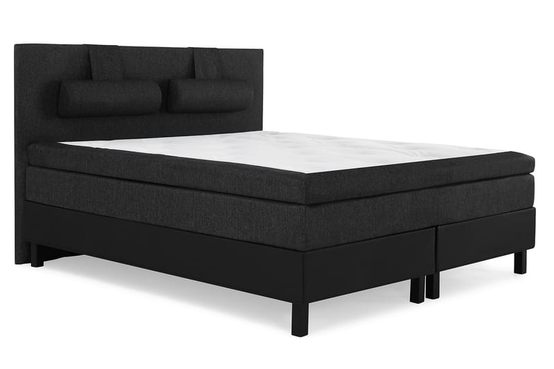 Komplett Sängpaket Olivia 160x200 Slät Gavel Svart/Grå/PU - Latex Nackkudde Stor - Möbler - Säng - Kontinentalsäng