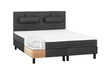 Komplett Sängpaket Olivia 160x200 Slät Gavel Svart/Grå/PU - Memory Nackkudde Liten - Möbler - Säng - Kontinentalsäng