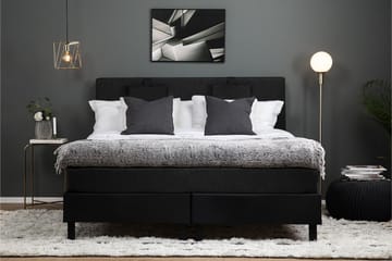 Komplett Sängpaket Olivia 160x200 Slät Gavel Svart/Grå/PU - Memory Nackkudde Liten - Möbler - Säng - Kontinentalsäng