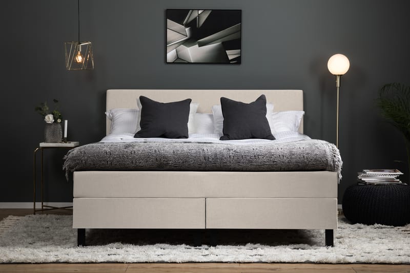 Komplett Sängpaket Olivia 160x200 Slät Sänggavel Beige - Latex - Möbler - Säng - Kontinentalsäng