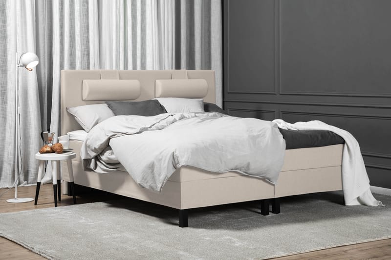 Komplett Sängpaket Olivia 160x200 Sl�ät Sänggavel Beige - Skum Nackkudde Stor - Möbler - Säng - Kontinentalsäng