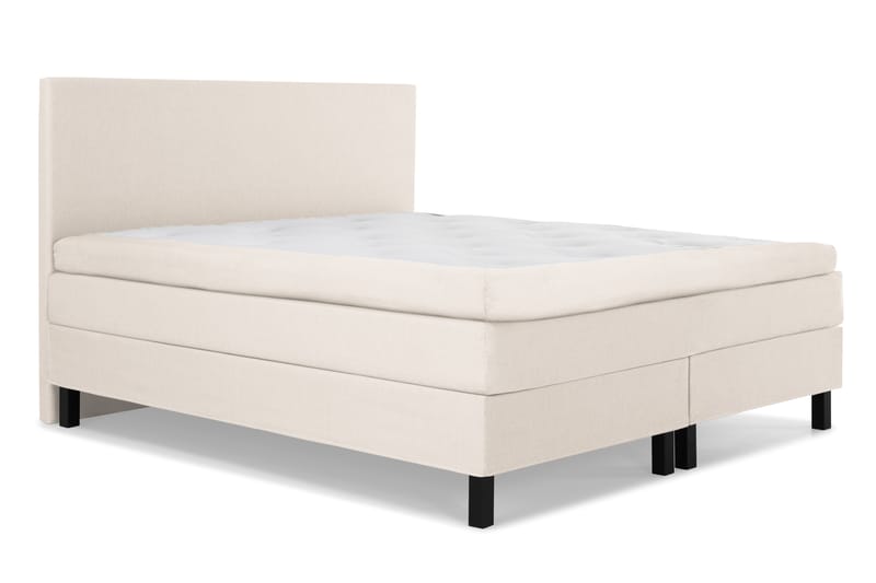 Komplett Sängpaket Olivia 160x200 Slät Sänggavel Beige - Polyeter - Kontinentalsäng - Dubbelsäng - Komplett sängpaket