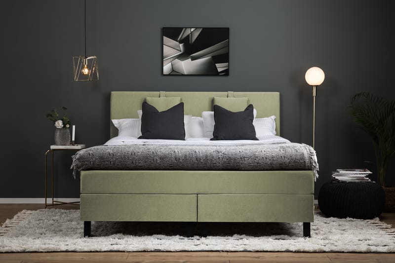 Komplett Sängpaket Olivia 160x200 Slät Sänggavel Grön - Skum Nackkudde Liten - Möbler - Säng - Kontinentalsäng