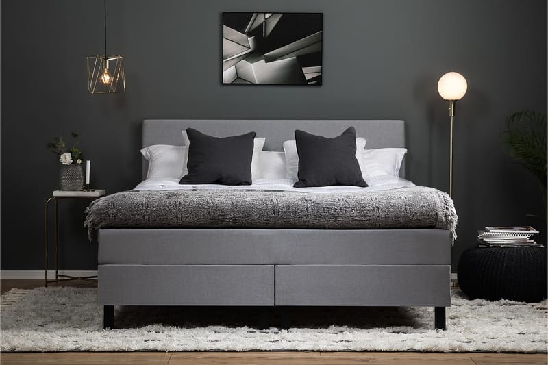 Komplett Sängpaket Olivia 160x200 Slät Sänggavel Ljusgrå - Skum - Möbler - Säng - Kontinentalsäng