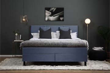 Komplett Sängpaket Olivia 160x200 Slät Sänggavel Mörkblå - Latex Nackkudde Liten - Möbler - Säng - Kontinentalsäng