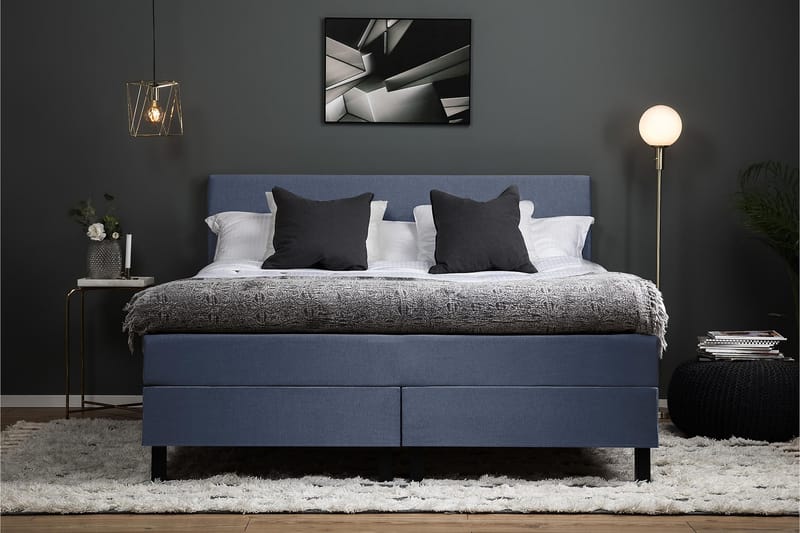 Komplett Sängpaket Olivia 160x200 Slät Sänggavel Mörkblå - Memory - Möbler - Säng - Kontinentalsäng
