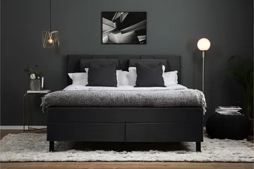 Komplett Sängpaket Olivia 160x200 Slät Sänggavel Svart/Grå - Latex Nackkudde Stor - Möbler - Säng - Kontinentalsäng