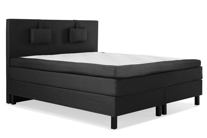 Komplett Sängpaket Olivia 160x200 Slät Sänggavel Svart/Grå - Memory Nackkudde Liten - Möbler - Säng - Kontinentalsäng
