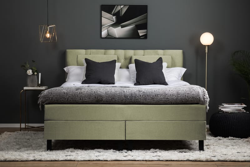 Komplett Sängpaket Olivia 180x200 Diamant Sänggavel Grön - Polyeter Nackkudde Stor - Möbler - Säng - Kontinentalsäng