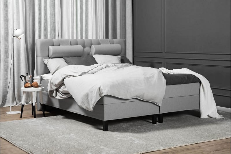 Komplett Sängpaket Olivia 180x200 Diamant Sänggavel Ljusgrå - Latex - Möbler - Säng - Kontinentalsäng