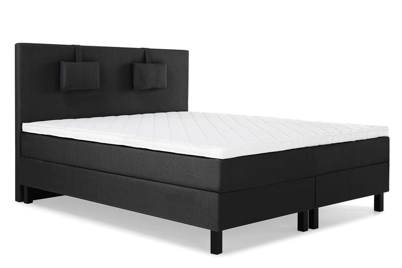 Komplett Sängpaket Olivia 180x200 Slät Sänggavel Svart/Grå - Skum Nackkudde Liten - Möbler - Säng - Kontinentalsäng