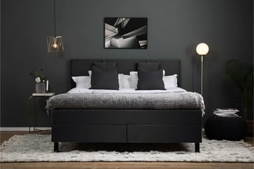 Komplett Sängpaket Olivia 180x200 Slät Sänggavel Svart/Grå - Polyeter Nackkudde Liten - Möbler - Säng - Kontinentalsäng