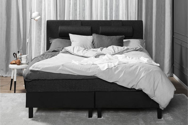Komplett Sängpaket Olivia 180x200 Slät Sänggavel Svart/Grå/P - Skum - Möbler - Säng - Kontinentalsäng