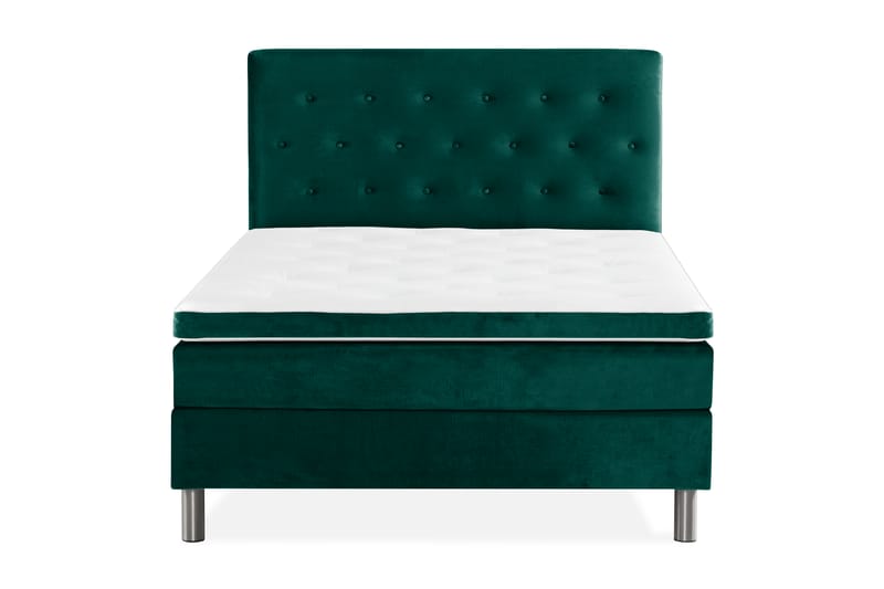 Komplett Sängpaket Rebeca 120x200 cm Knapp Gavel - Mörkgrön|Sammet - Möbler - Säng - Kontinentalsäng