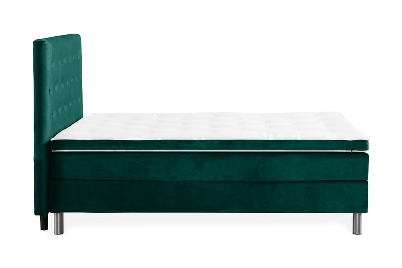 Komplett Sängpaket Rebeca 120x200 cm Knapp Gavel - Mörkgrön|Sammet - Möbler - Säng - Kontinentalsäng