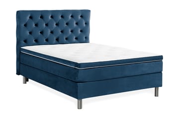 Komplett Sängpaket Rebeca 140x200 cm Djuphäftad Gavel - Mörkblå|Sammet - Möbler - Säng - Kontinentalsäng