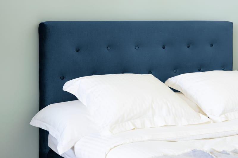 Komplett Sängpaket Rebeca 140x200 cm Knapp Gavel - Mörkblå|Sammet - Komplett sängpaket - Kontinentalsäng