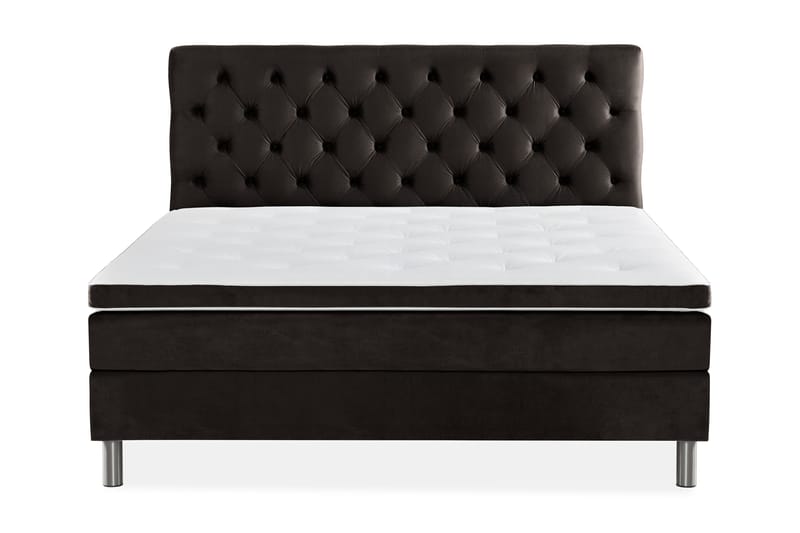 Komplett Sängpaket Rebeca 160x200 cm Djuphäftad Gavel - Mörkgrå|Sammet - Möbler - Säng - Kontinentalsäng