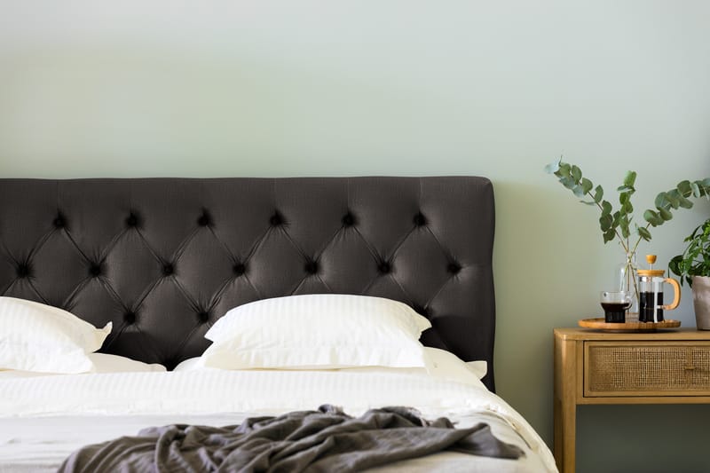 Komplett Sängpaket Rebeca 160x200 cm Djuphäftad Gavel - Mörkgrå|Sammet - Möbler - Säng - Kontinentalsäng
