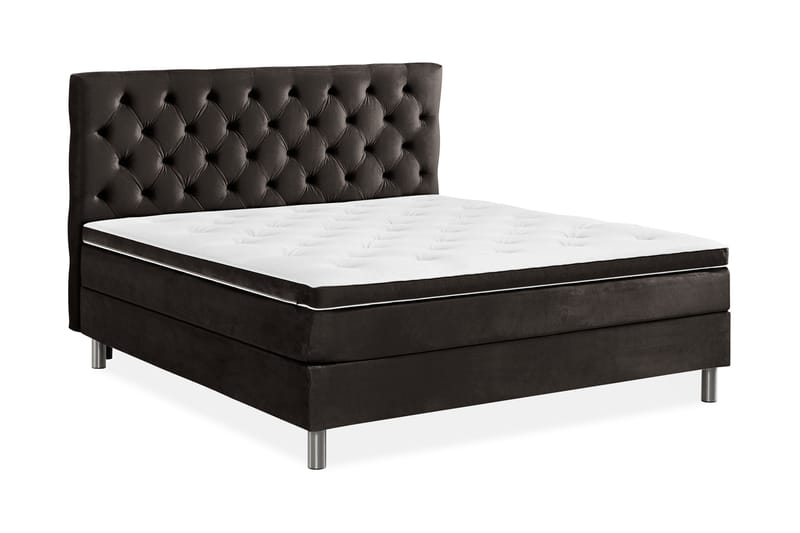 Komplett Sängpaket Rebeca 160x200 cm Djuphäftad Gavel - Mörkgrå|Sammet - Möbler - Säng - Kontinentalsäng