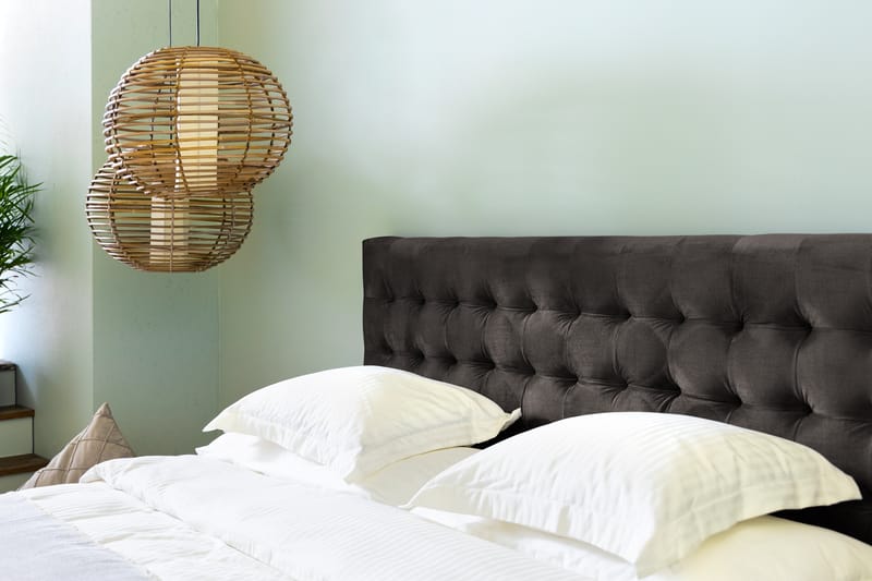 Komplett Sängpaket Rebeca 160x200 cm Rutig Gavel - Mörkgrå|Sammet - Möbler - Säng - Kontinentalsäng
