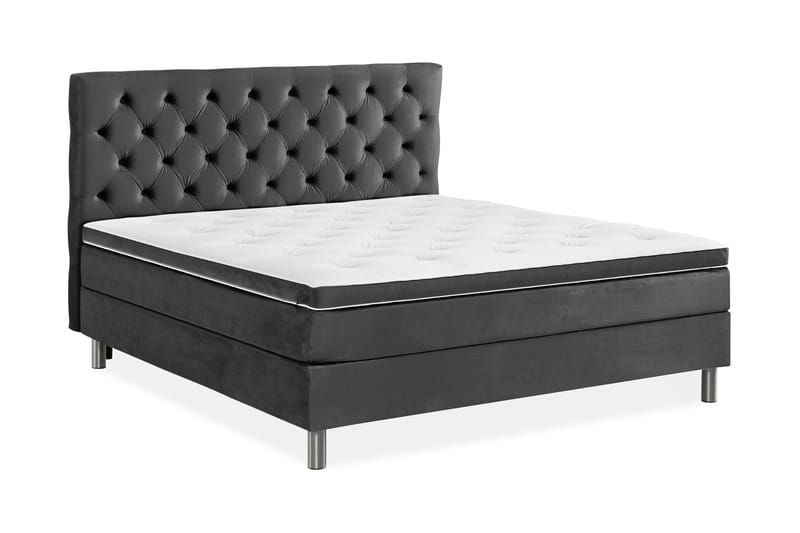 Komplett Sängpaket Rebeca 180x200 cm Djuphäftad Gavel - Mörkgrå|Sammet - Möbler - Säng - Kontinentalsäng