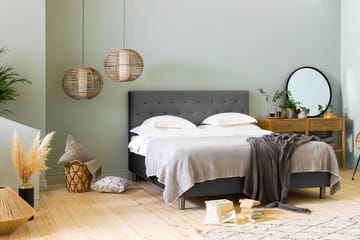 Komplett Sängpaket Rebeca 180x200 cm Knapp Gavel - Mörkgrå|Sammet - Möbler - Säng - Kontinentalsäng