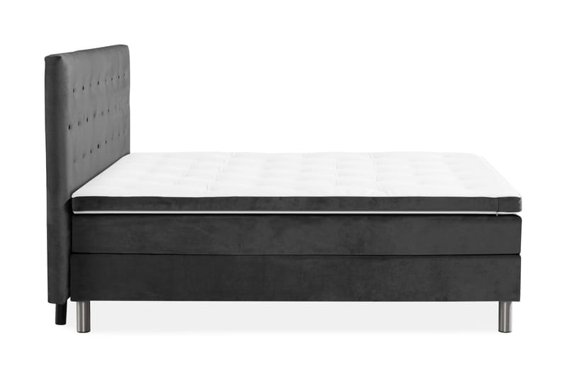 Komplett Sängpaket Rebeca 180x200 cm Knapp Gavel - Mörkgrå|Sammet - Kontinentalsäng - Dubbelsäng - Komplett sängpaket