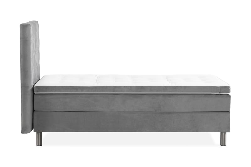 Komplett Sängpaket Rebeca 90x200 cm Rutig Gavel - Ljusgrå|Sammet - Möbler - Säng - Kontinentalsäng