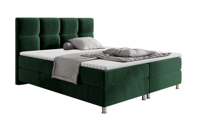 Komplett Sängpaket Riells 140x200 cm - Grön - Kontinentalsäng - Dubbelsäng - Komplett sängpaket