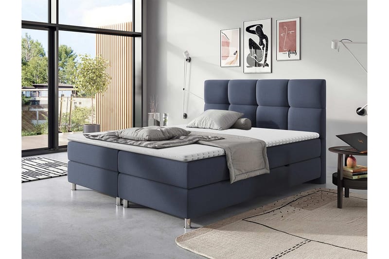 Komplett Sängpaket Riells 160x200 cm - Blå - Möbler - Säng - Kontinentalsäng