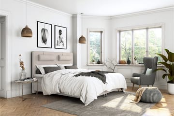 Komplett Sängpaket Roma Lyx 120 cm Beige/Ekben - Kontinentalsäng - Möbler - Säng - Kontinentalsäng