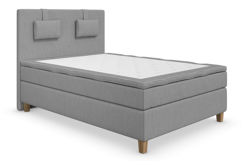 Komplett Sängpaket Roma Lyx 140 cm Ljusgrå/Ekben - Kontinentalsäng - Möbler - Säng - Kontinentalsäng
